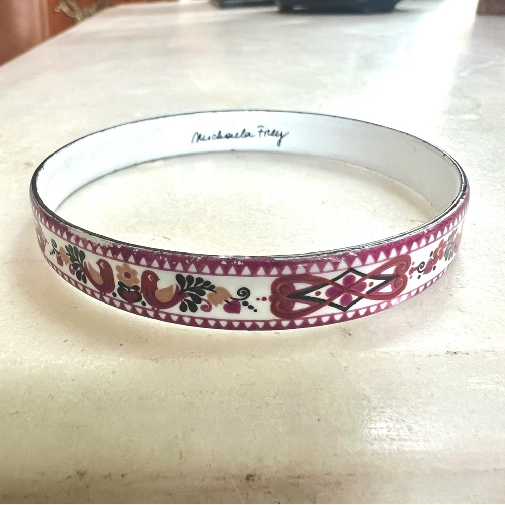 Michaela Frey Hand Painted Enameled Bangle Bracelet - Picture 6 of 7
